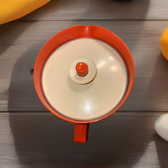 Tupperware Orange 2 Qt Pitcher Push Button 9-008 Vintage 1970's with handle - Picture 4 of 7